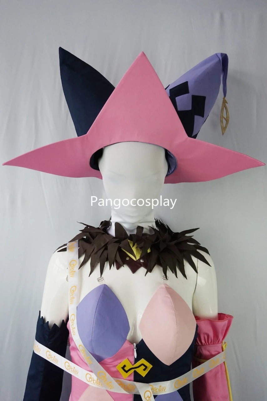 Magilou Pink and Purple Jester Sorceress Cosplay Costume