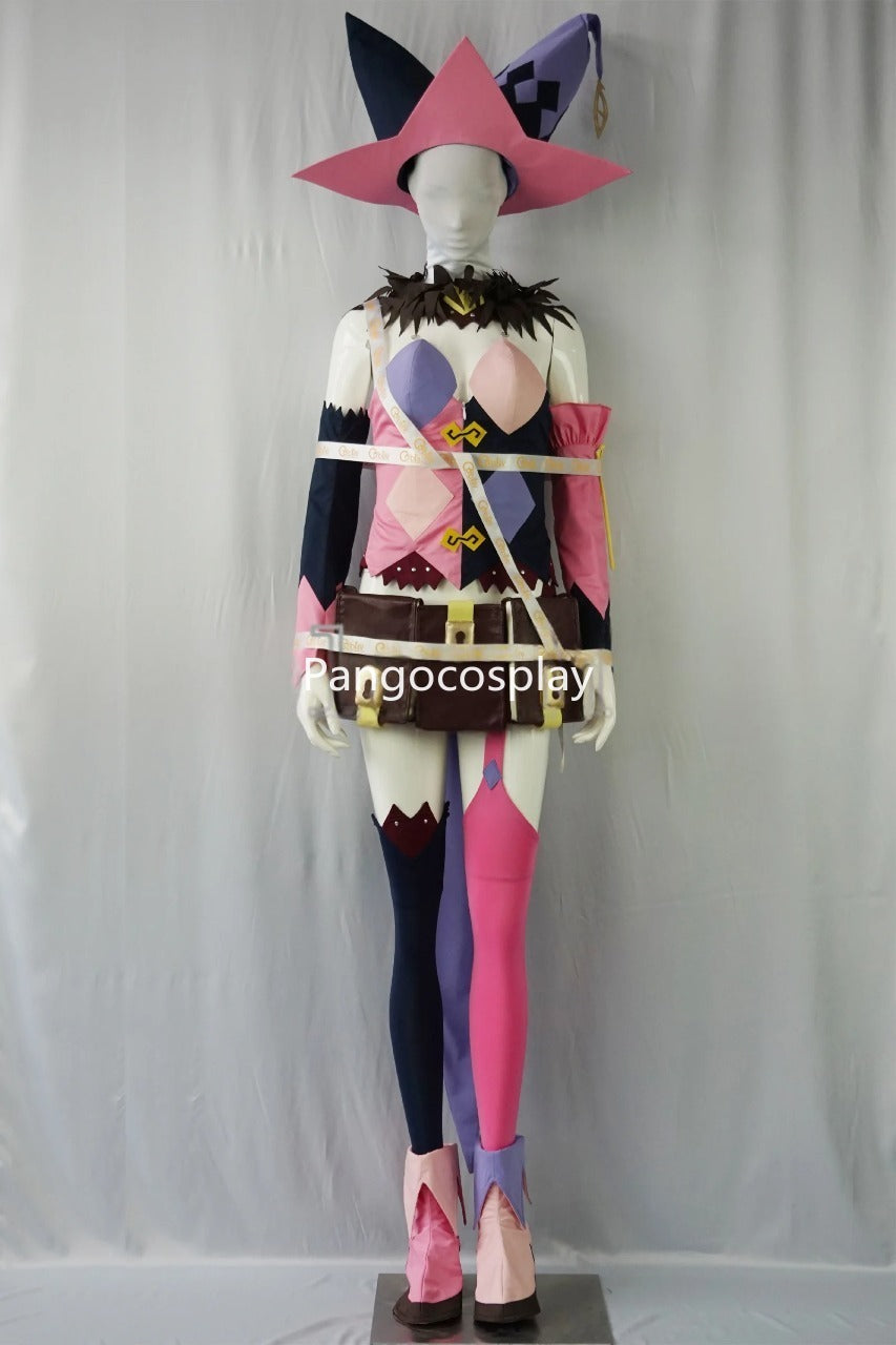 Magilou Pink and Purple Jester Sorceress Cosplay Costume