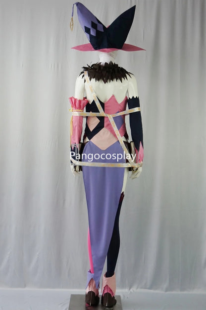 Magilou Pink and Purple Jester Sorceress Cosplay Costume